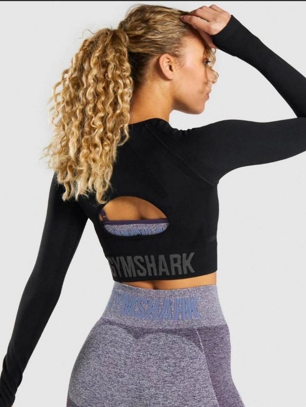 Gymshark Black Long-Sleeve Cutout Crop Top Size M NWOT